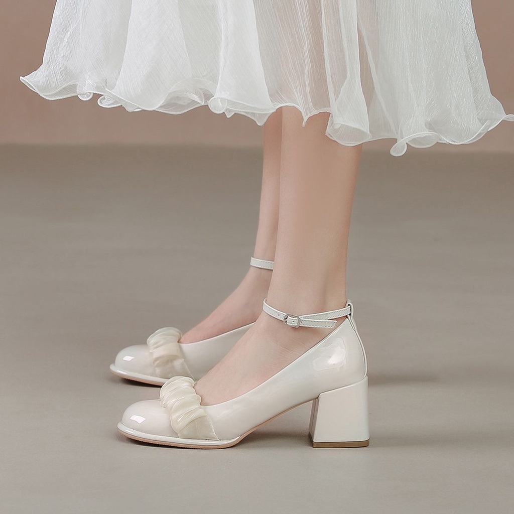 Giày gót thô cao gót giày Mary Jane nữ