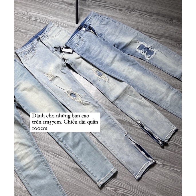 QUẦN JEANS RÁCH GỐI GƠN PHỐ (có khoá dưới chân)( hang SẴN SHIP LUÔN) ( mua qua FB giá rẻ hơn) | BigBuy360 - bigbuy360.vn