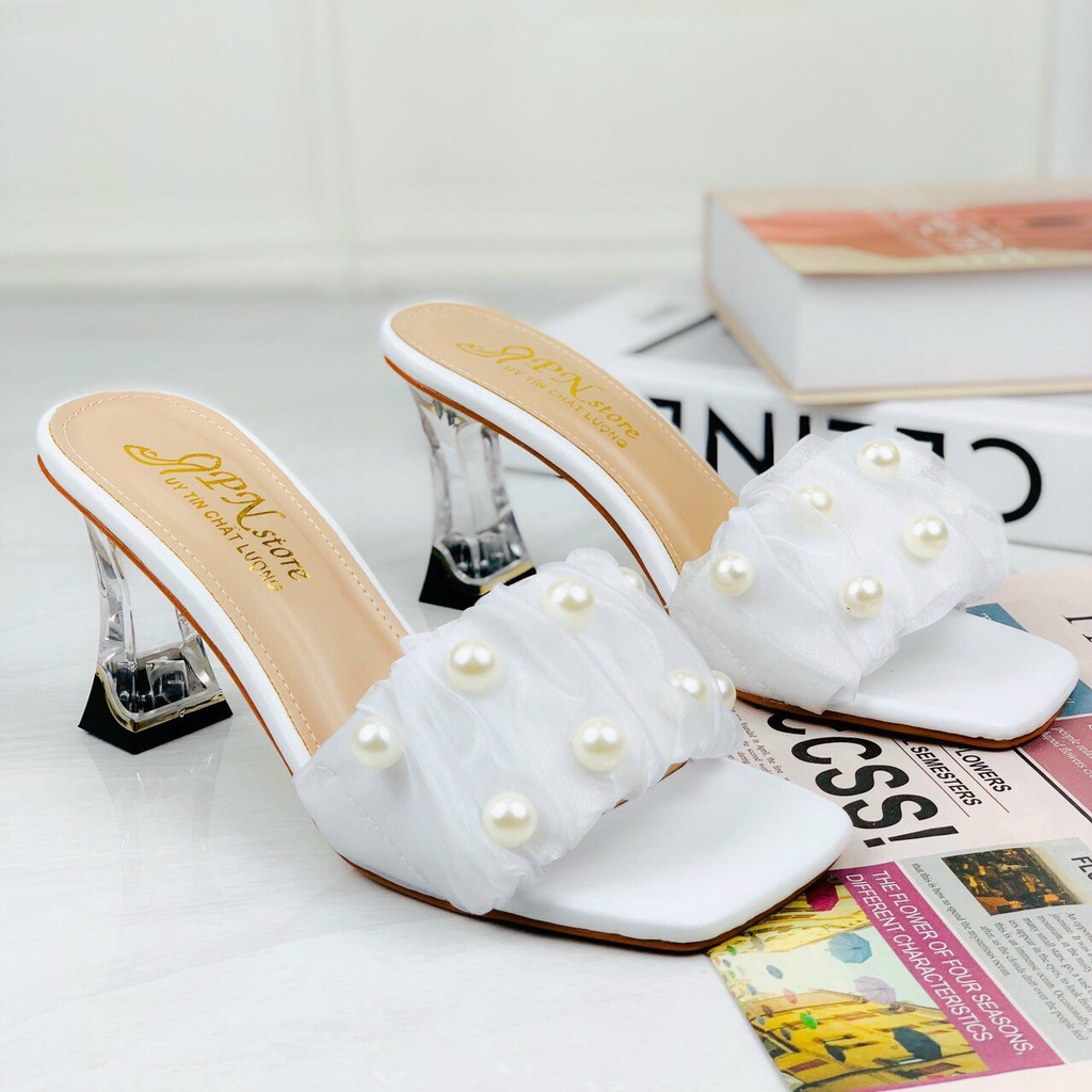 Giày cao gót 7p quai ngang đính ngọc cực sang chảnh tôn chân phái đẹp