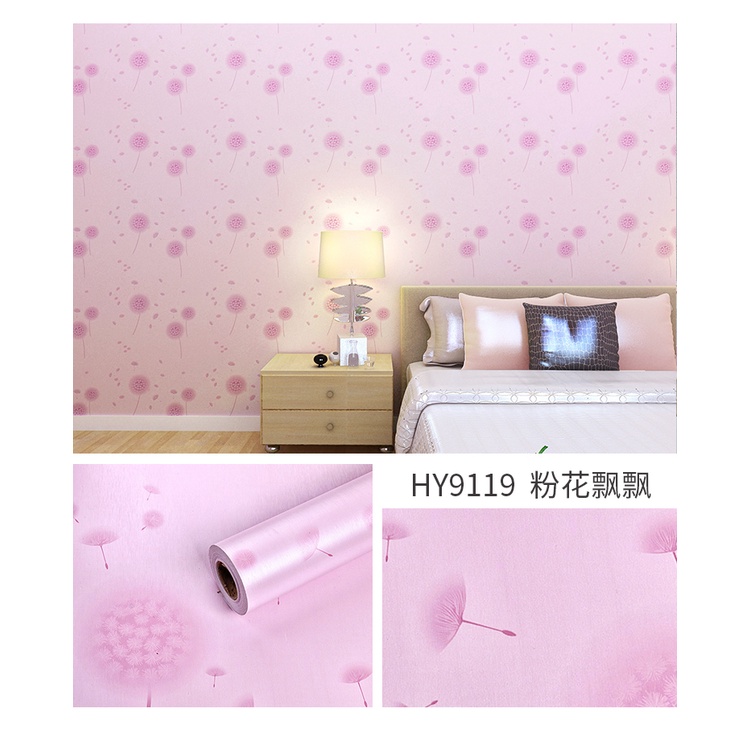 Giấy Dán Tường Hoa Bồ Công Anh Hồng Có Keo Sẵn cuộn 10M x 45cm