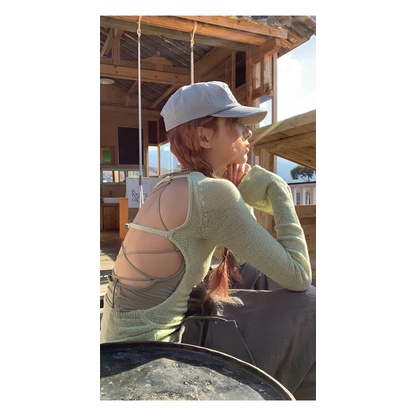 SET ÁO LEN TAY DÀI HỞ LƯNG ĐI BIỂN BÁ CHÁY