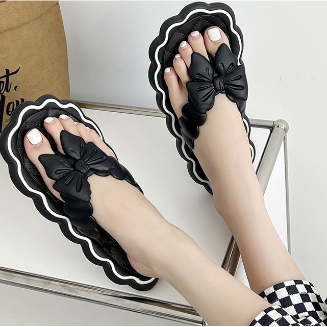 Dép Xỏ Ngón dép tông Đế Mềm Nữ Đế Bánh Bèo Quai Nơ 3d mã 1B25