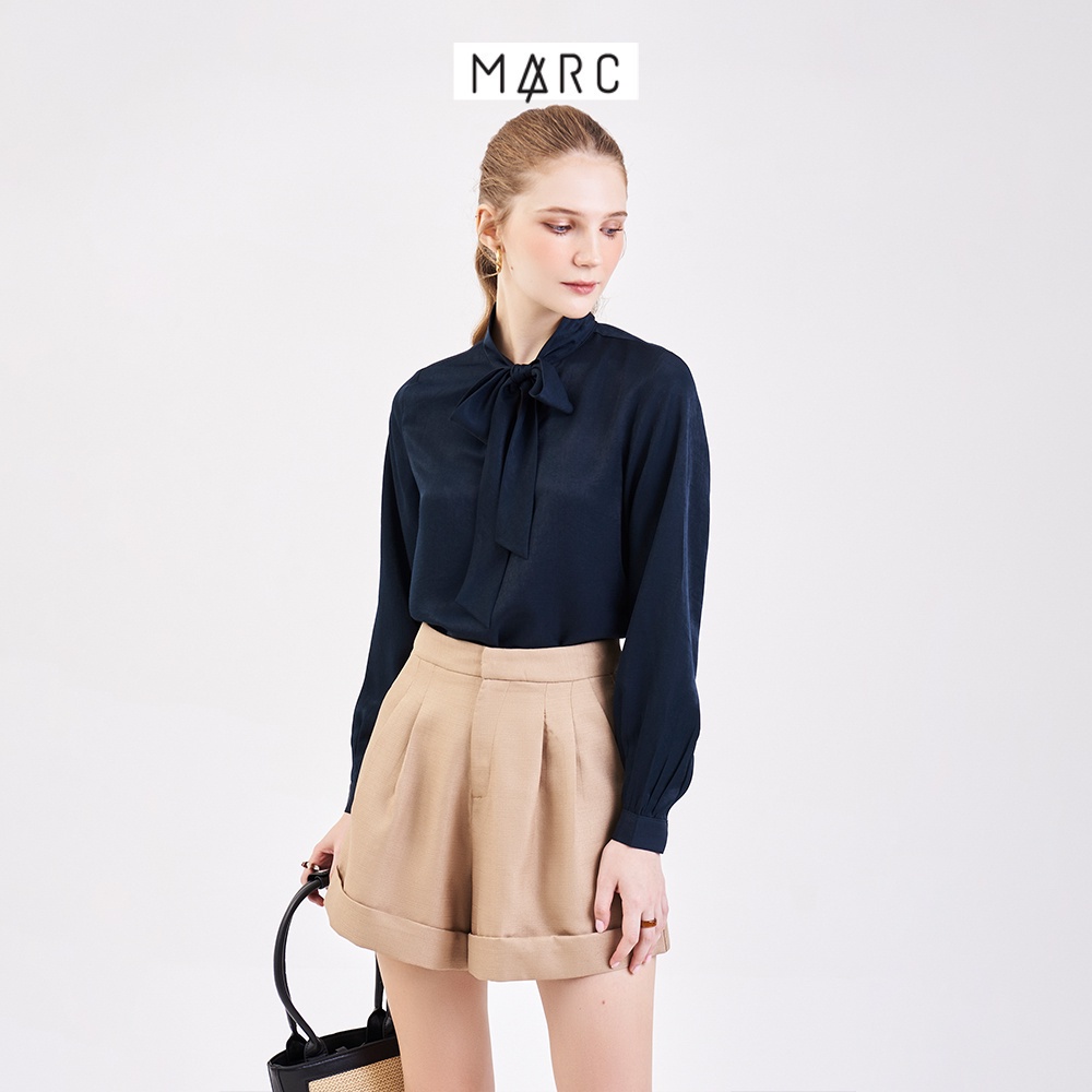 Áo kiểu sơ mi nữ MARC FASHION tay dài thắt nơ CBMX019822