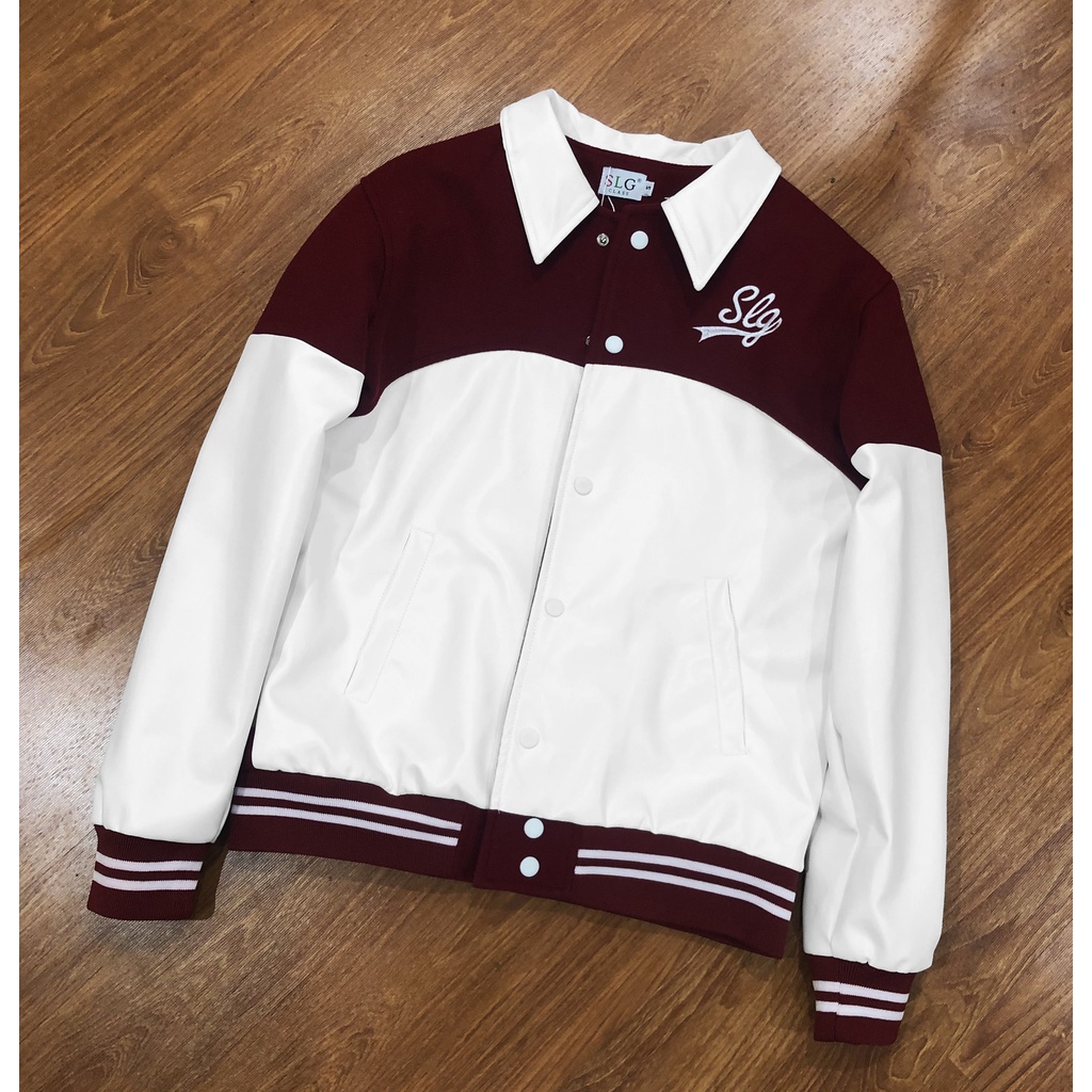 Áo khoác nam nữ Varsity Jacket dạ phối da PU