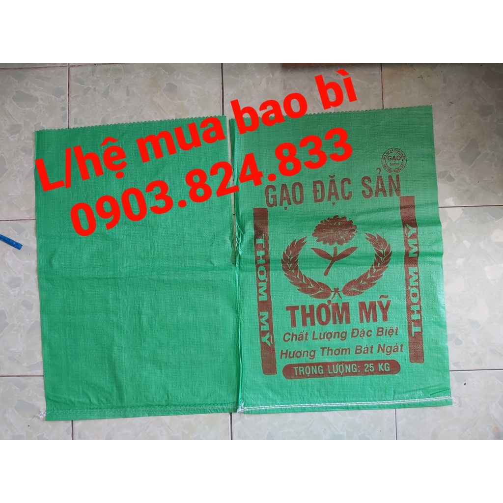 Bao đựng gạo Thơm Mỹ 25kg màu xanh combo 50 cái