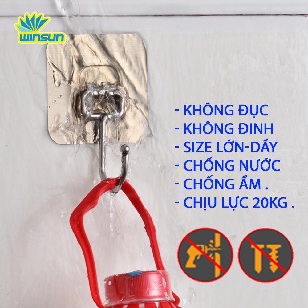 Móc Treo Đồ Dán Tường Siêu Dính, Siêu Chịu Lực - inox 304