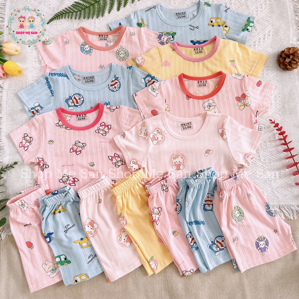 Bộ Cộc Tay Bé Gái, Bộ Cộc Tay Bé Trai Hàng Quảng Châu Cao Cấp Chất Cotton Mềm Như Bún Mát Lạnh Tay