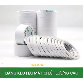 Băng dính 2 mặt nhiều kích cỡ, 18m siêu dày, siêu dính, siêu rẻ