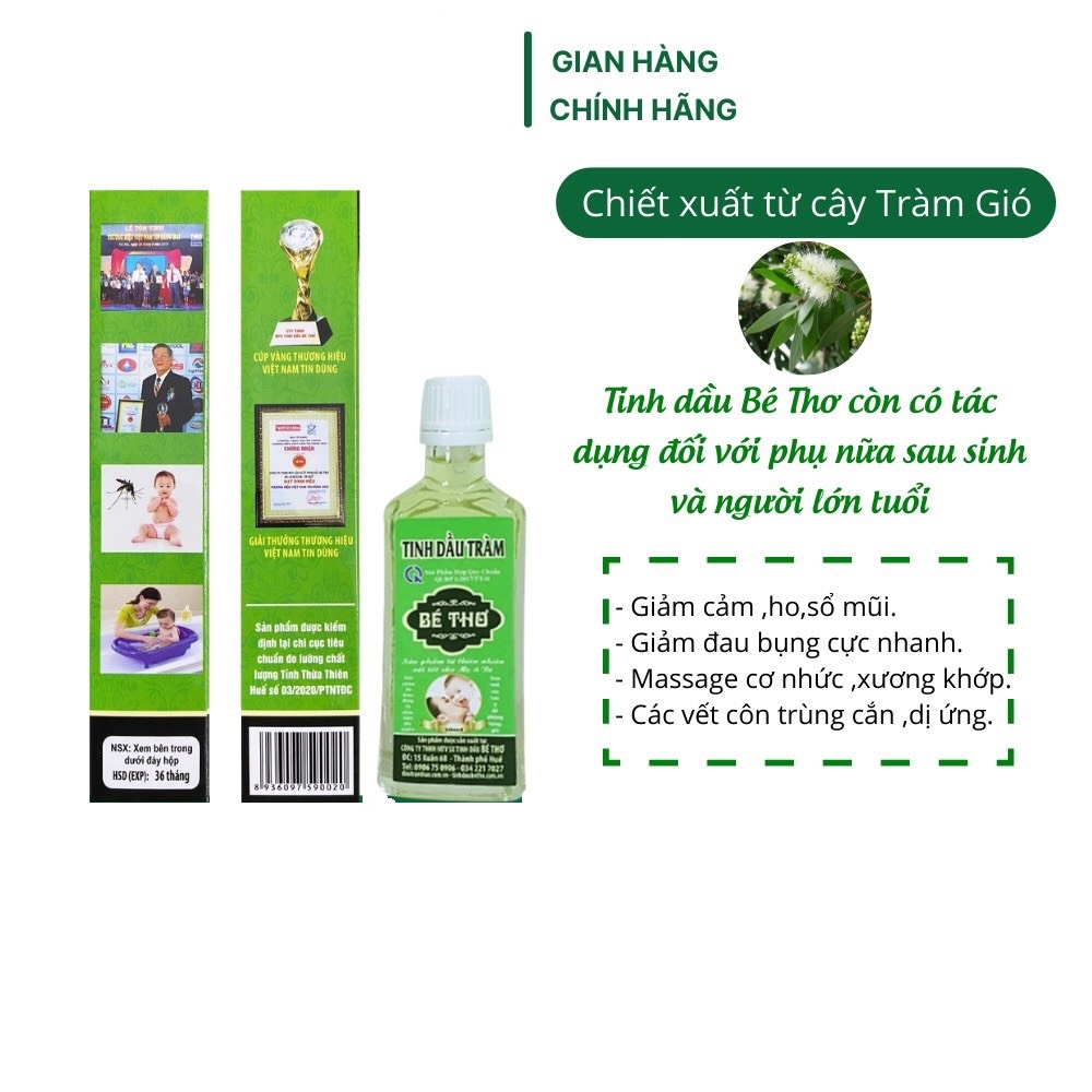 Dầu Tràm bé Thơ 50ml - 100ml ( có tem chính hãng cty Bé Thơ)