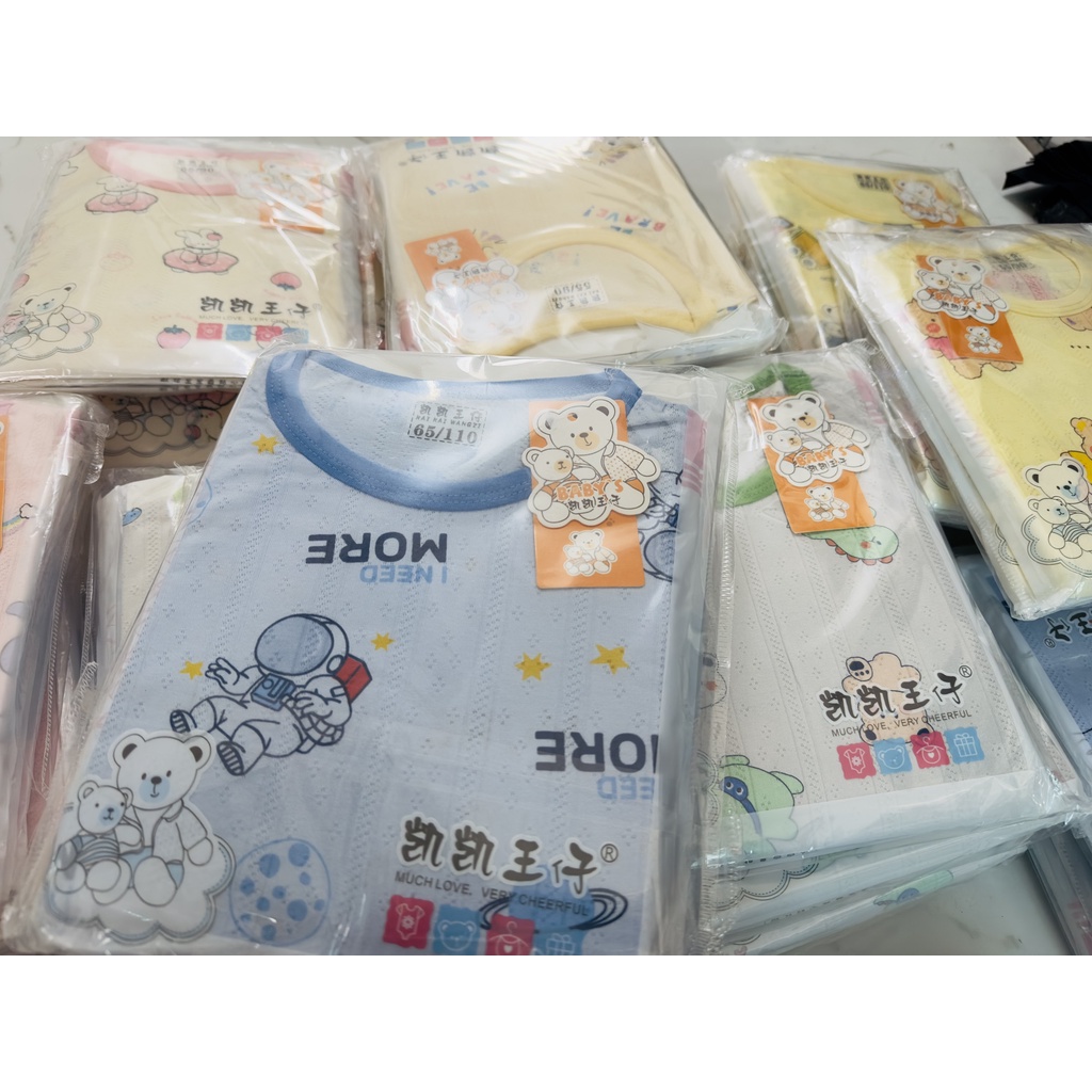 Bộ cộc tay quần đùi cao cấp cotton organic hàng Quảng Châu cho bé trai bé gái mặc hè