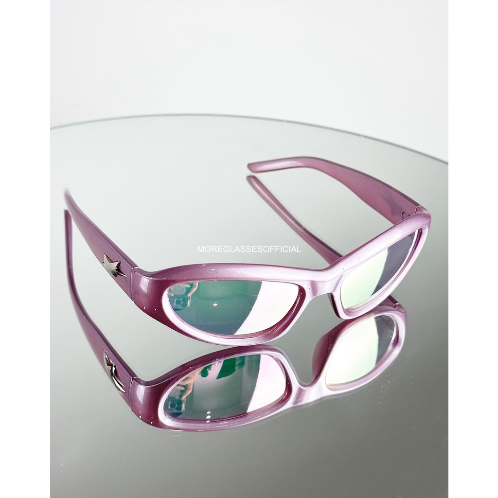 Kính mát có sẵn MOREGLASSES hoạ tiết ngôi sao phong cách thời trang nam nữ Y2K Punk 2023 chống UV 400 ảnh thật