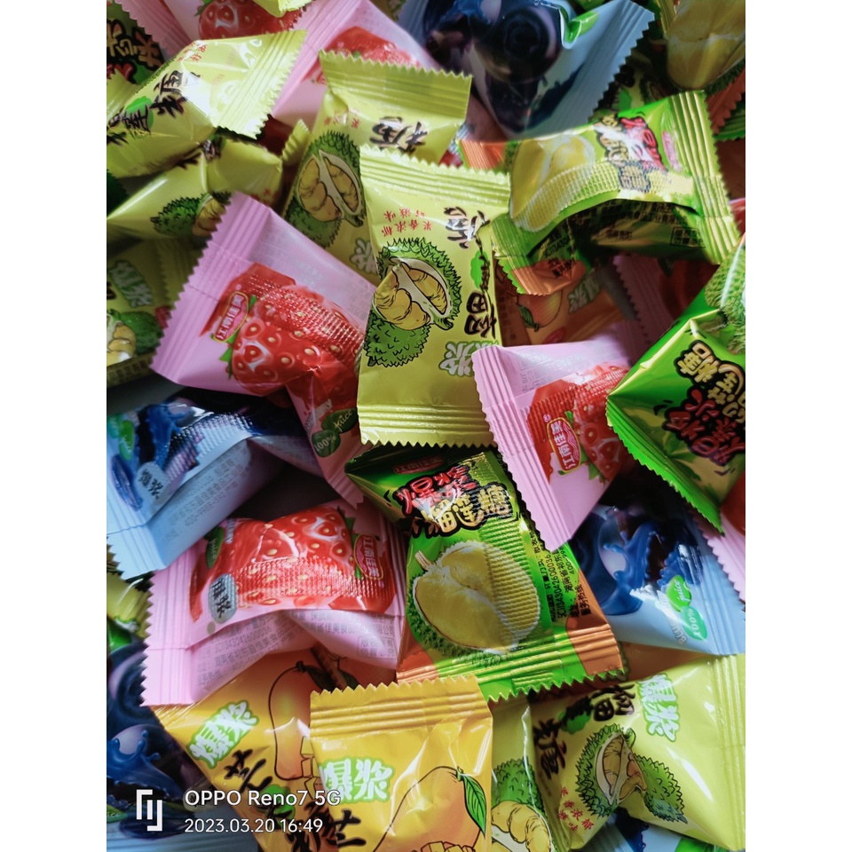 [ Mềm ngon ] Combo 300g Kẹo dẻo trái cây có nhân siro vị Sầu riêng-dâu tây-Soài-Việt quất mềm ngon ăn hoài không ngán