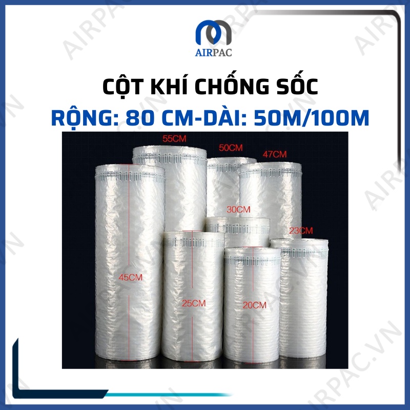 [80cm] Cuộn100M ,50m Bao bì túi nilon bọc khí, cột khí bơm hơi chống s