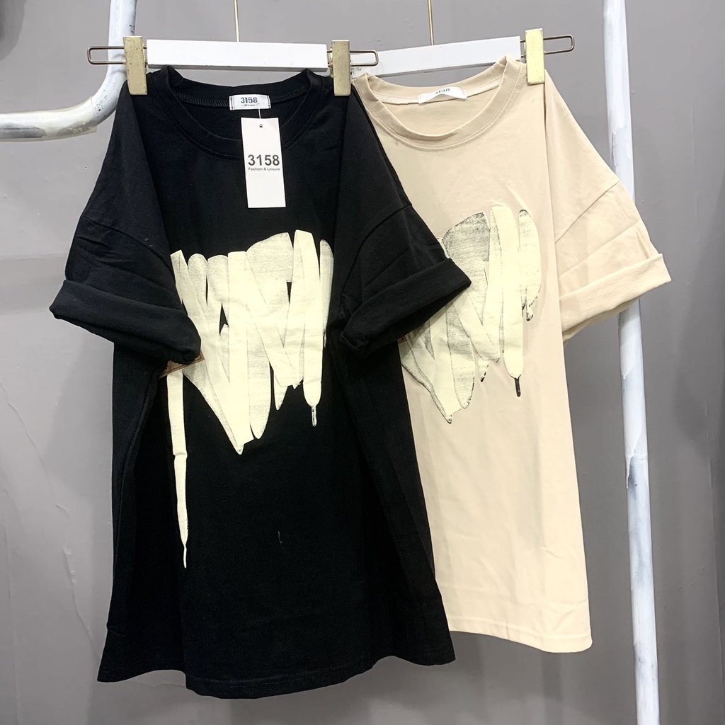 Áo Thun Phông 3158 Nam Nữ Tay Lỡ Form To Rộng in Nổi