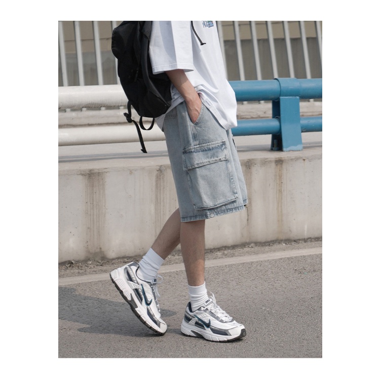 Quần short denim AOKANG có túi phong cách retro thời trang năng động dành cho nam