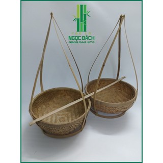 Quang gánh mây tre trang trí, decor thúng size 27cm