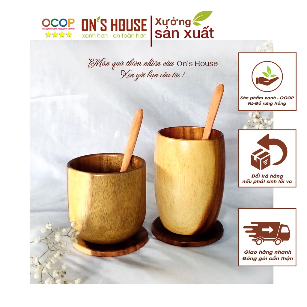 Cốc gỗ, cốc nước dã ngoại On's House 200ml