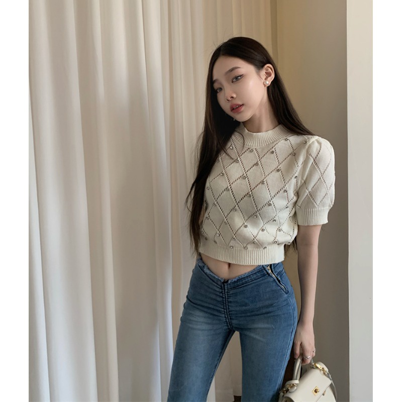Áo Dệt Kim Dáng Ngắn Phong Cách Thời Trang Hàn Quốc Dành Cho Nữ