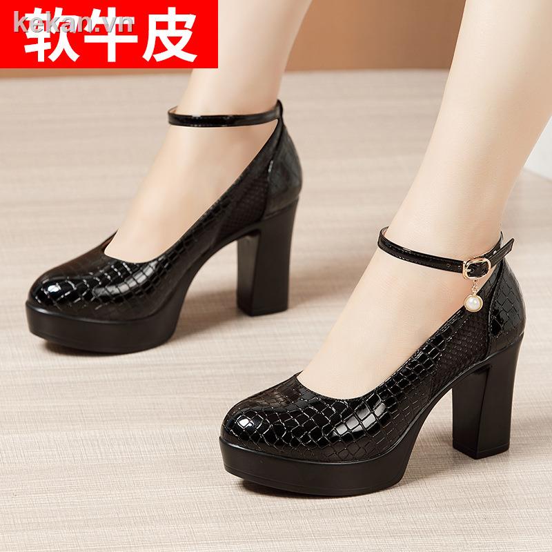 Giày Cao Gót Da Cá Sấu Đế Dày Chống Thấm Nước Cho Nữ