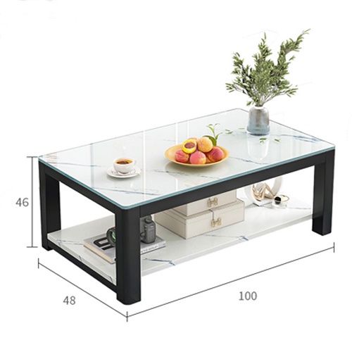 Bàn Trà Sofa Phòng Khách Phong Cách Hiện Đại 2 Tầng Mặt Gỗ Họa Tiết Vân Đá Cẩm Thạch | BigBuy360 - bigbuy360.vn