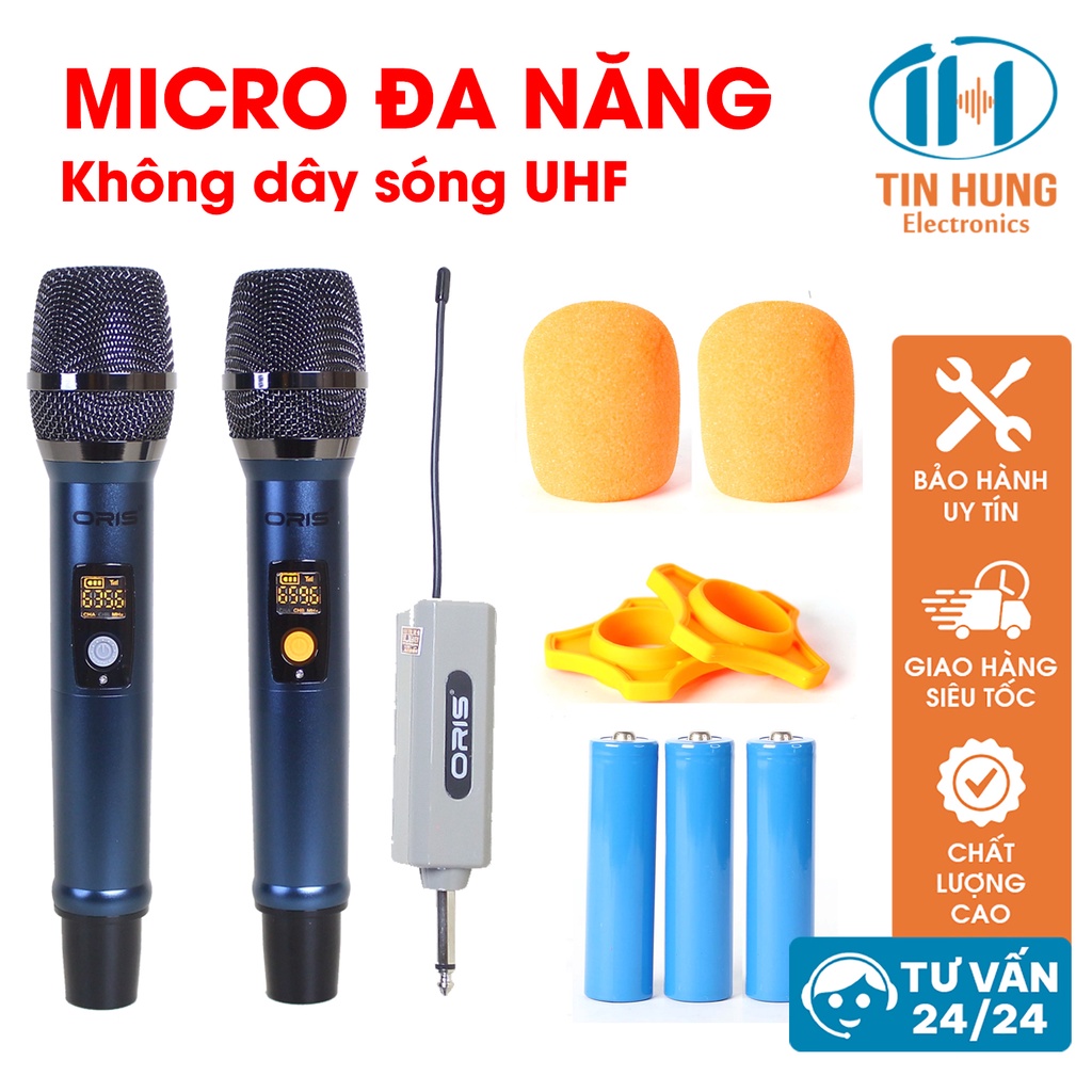 Micro karaoke không dây chính hãng ORIS K8, mic đa năng sóng UHF chống hú, độ nhạy cao cho loa kéo, amply, mixer - ORIS