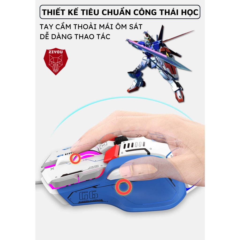 Chuột Cơ Máy Tính Gaming Ziyou G6 Pro 2023 Led RGB 13 Cao Cấp Chế Độ Chuyên Game, Văn Phòng