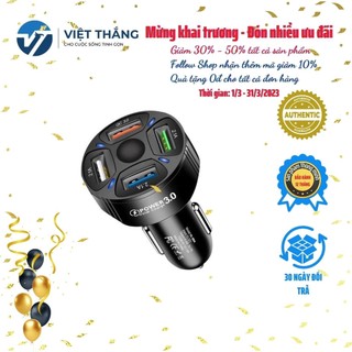 Tẩu sạc ô tô,tẩu sạc nhanh ô tô 4 cổng usb - cổng quick charge 3.0 sạc nhanh, hiệu suất cao