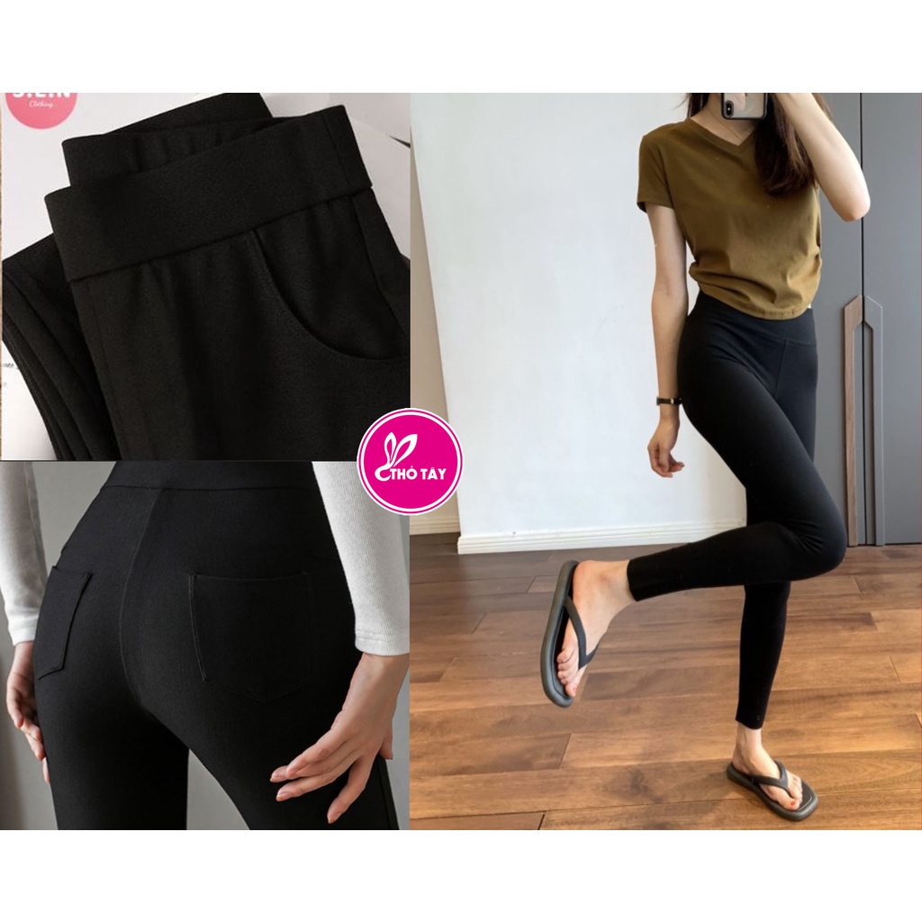 Quần legging nữ UNDERCOOL dài lưng cạp cao giữ nhiệt legging thun ôm bó vải dày dặn
