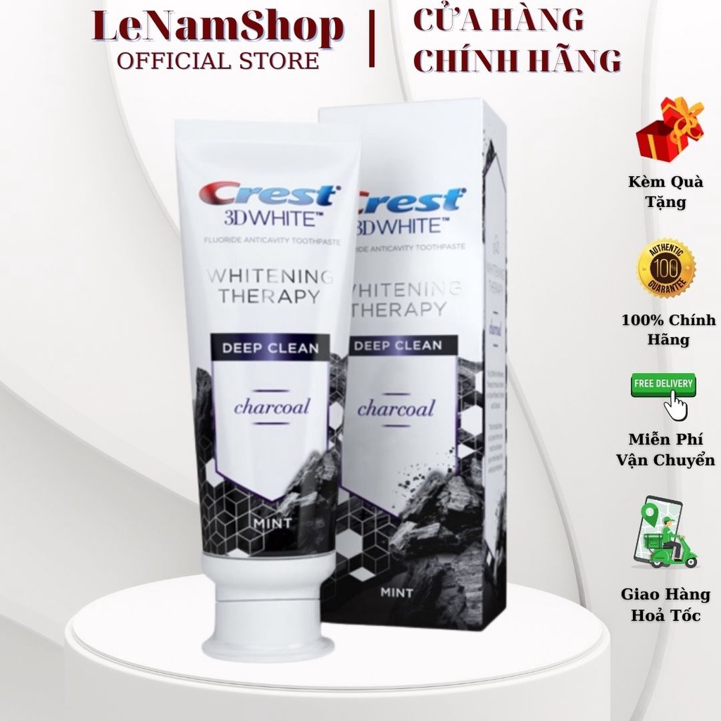 Kem đánh răng Crest 3D White Whitening Therapy Charcoal 116G - Tinh chất làm trắng răng Than tre