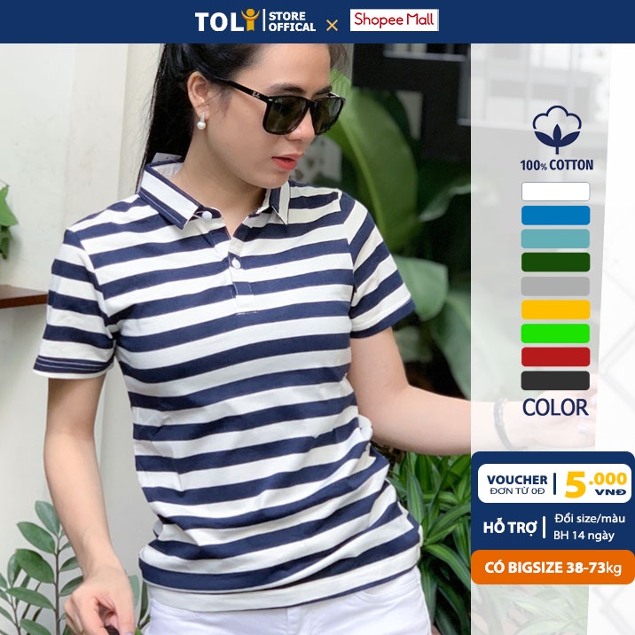Áo Thun polo nữ TOLI có cổ sơ mi, dáng ôm nhẹ, vải Cotton mềm mịn,chính hãng cao cấp