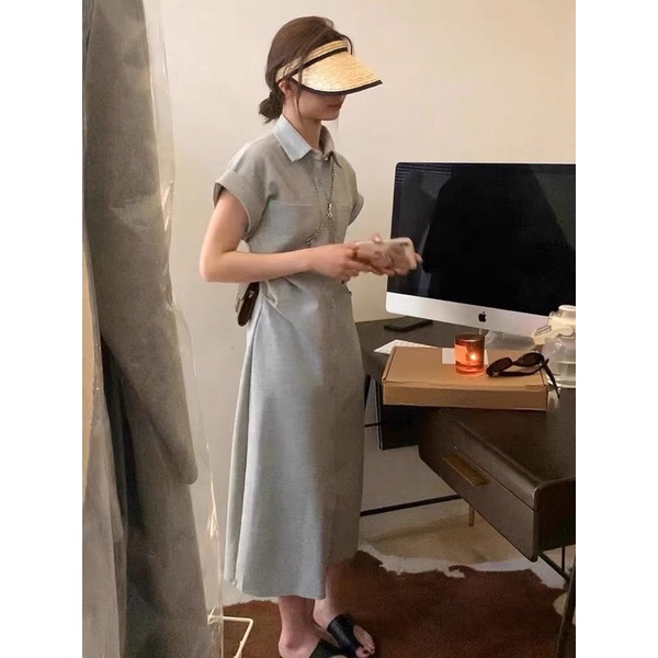 Đầm só mi nhún eo chất thun co giãn