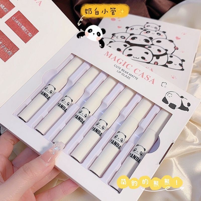 Set 6 Son Kem Lì MAGIC CASA Gấu Trúc (Hộp trắng)