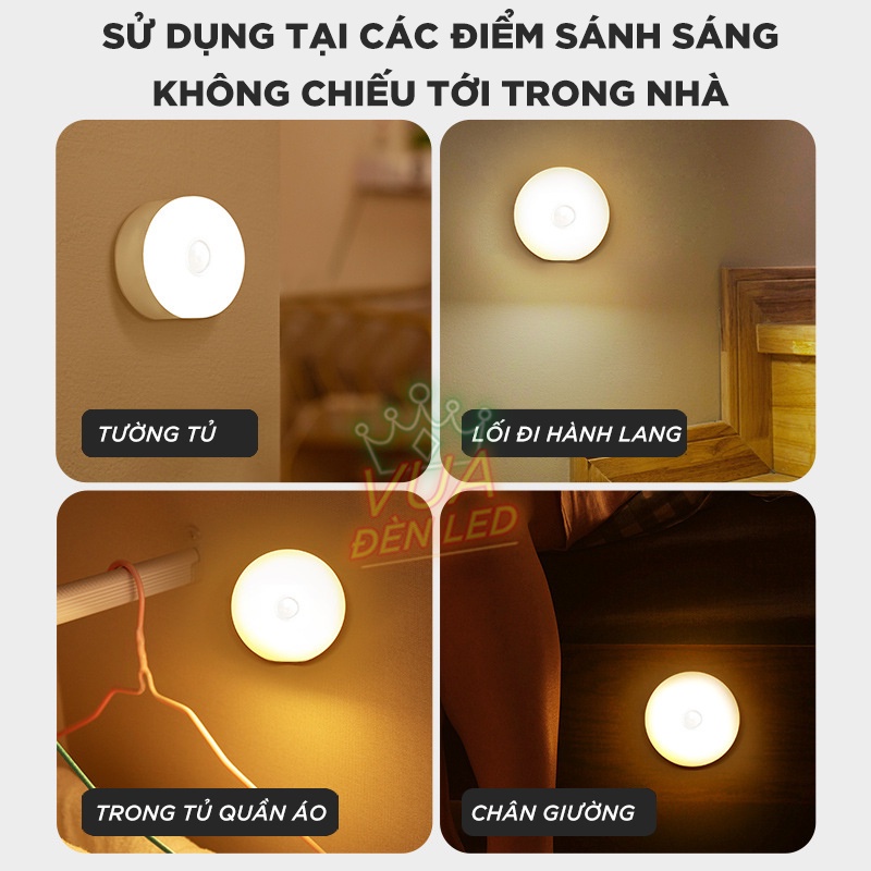 Đèn Cảm Ứng Chuyển Động Dán Tường, Led Tròn Cảm Biến Dán Hành Lang, Tủ Quần Áo, Phòng Ngủ | BigBuy360 - bigbuy360.vn