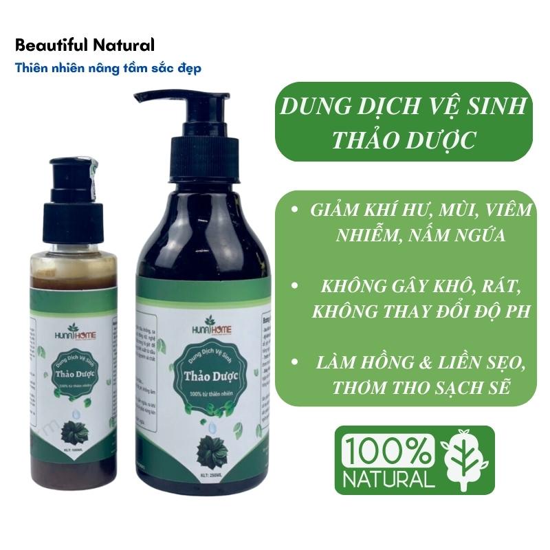 Dung dịch vệ sinh phụ nữ đông y thảo dược, Dung dịch vệ sinh từ lá trầu không lành tính Hunahome 100ml, 250ml