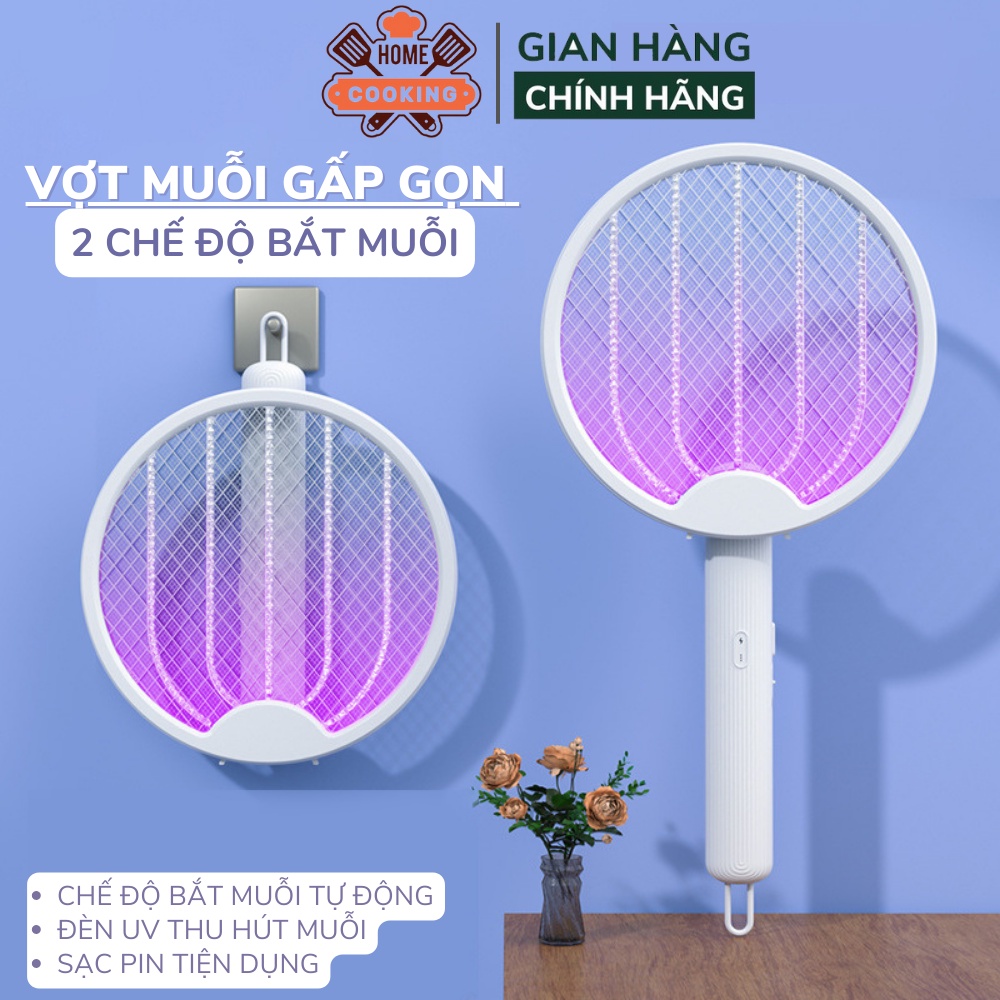 Vợt bắt muỗi gấp gọn 2in1 thông minh chống giật an toàn công nghệ bắt muỗi tự động, thích hợp đèn ngủ, bảo hành 12 tháng