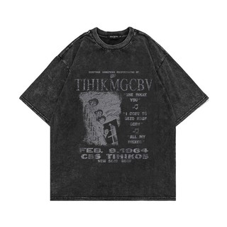Áo thun unisex pofloret 100% cotton dáng rộng họa tiết hoa văn cổ điển phong cách Mỹ thời trang oversize