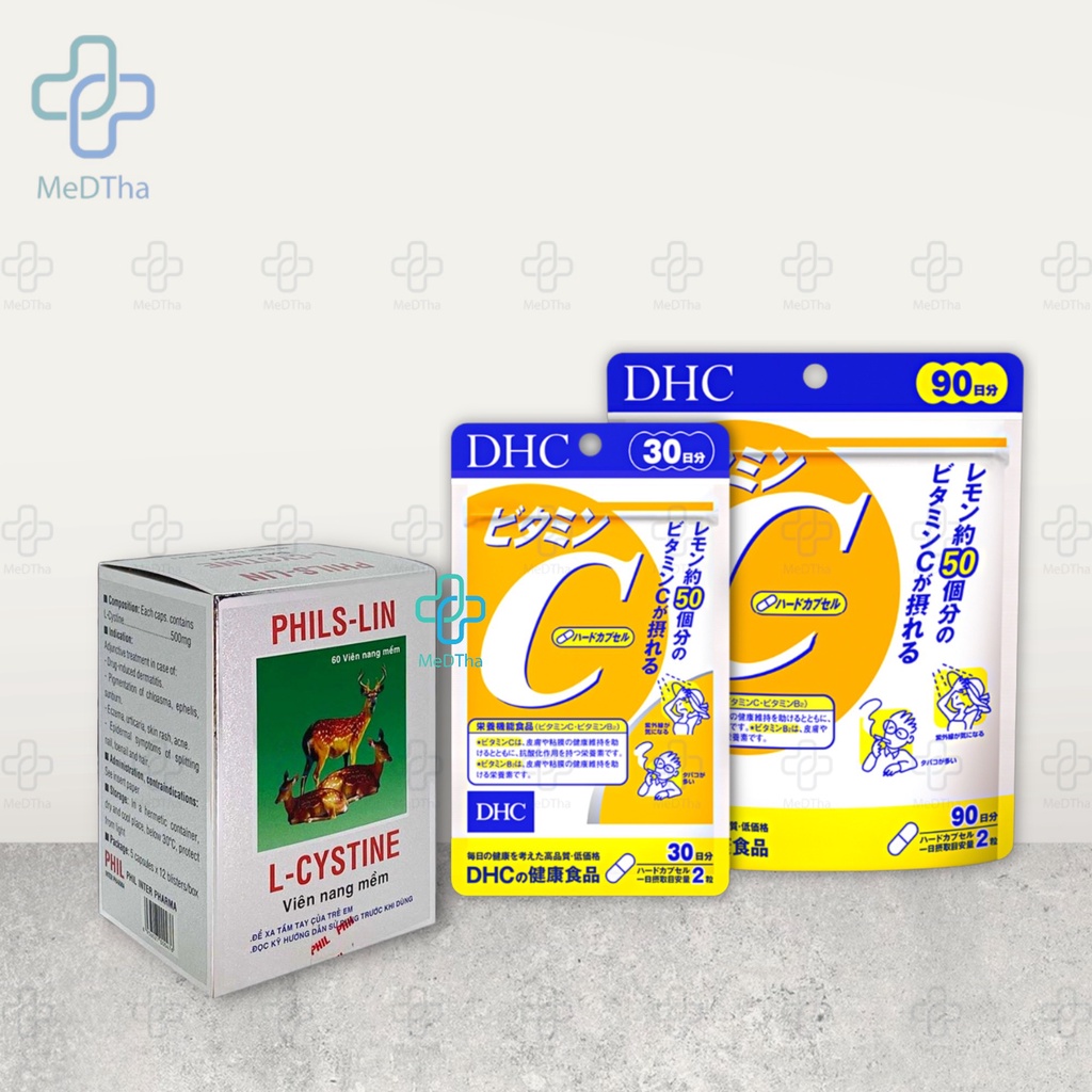 Viên Uống Đẹp Da L-Cystine, DHC Vitamin C - Chống Lão Hóa, Giảm Thâm, Nám