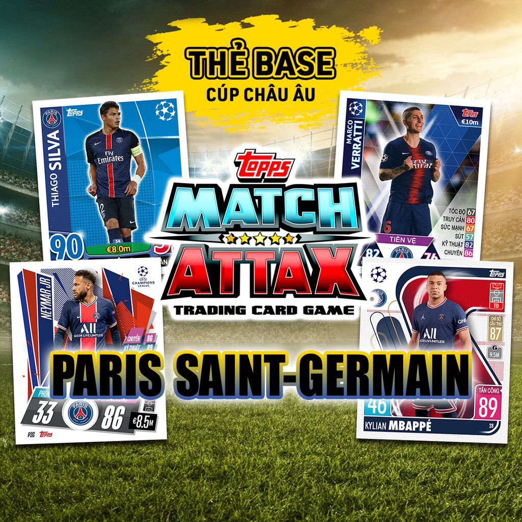 Thẻ Cầu Thủ In Base Match Attax Paris Saint-Germain Cúp Châu Âu