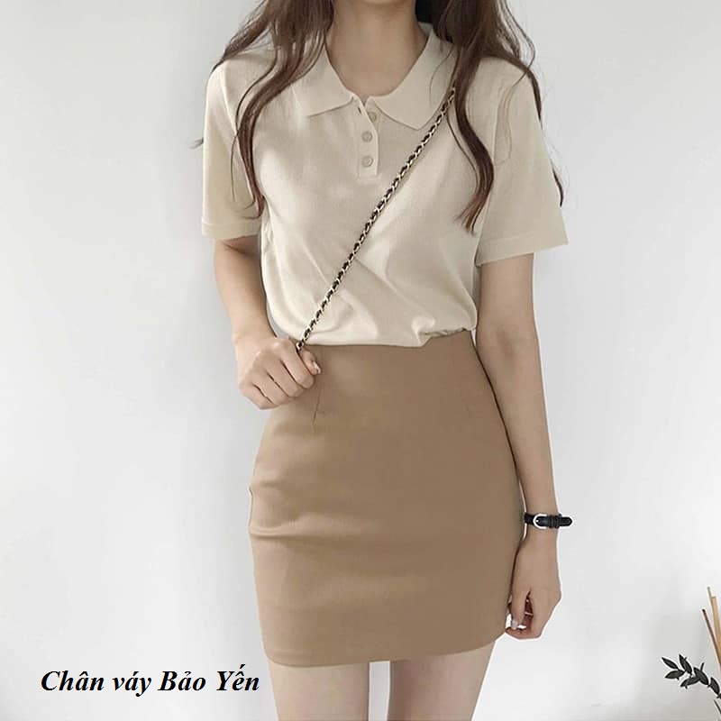 Chân váy ngắn màu be đậm (sẵn size)- M61