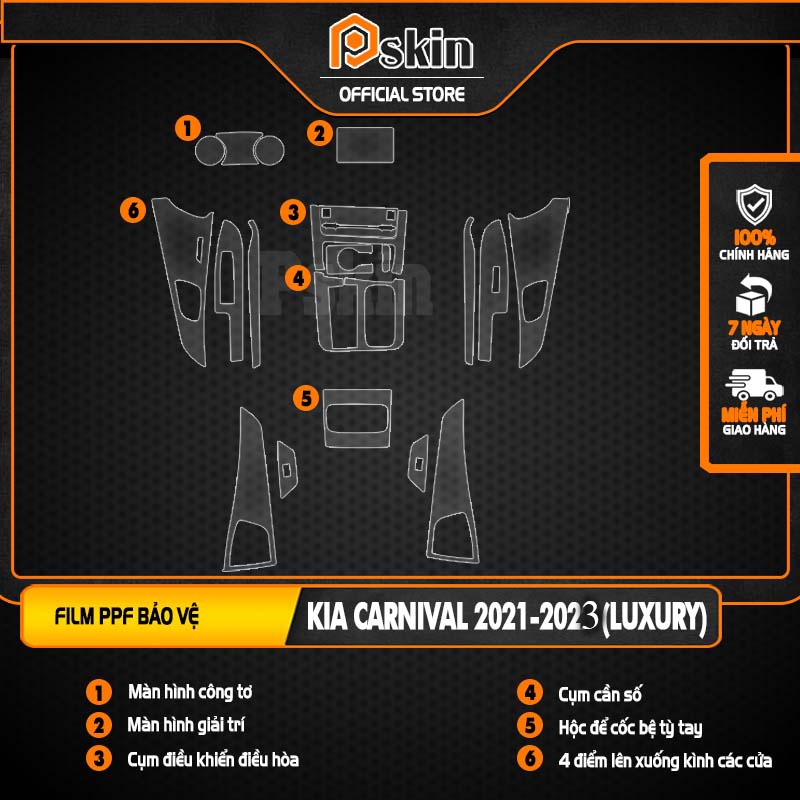 Bộ Dán nội tất Kia Carnival 2022-2023 - Film PPF bảo vệ nội thấT < Cam kết chống xước, che mờ các vết xước cũ hiệu quả >