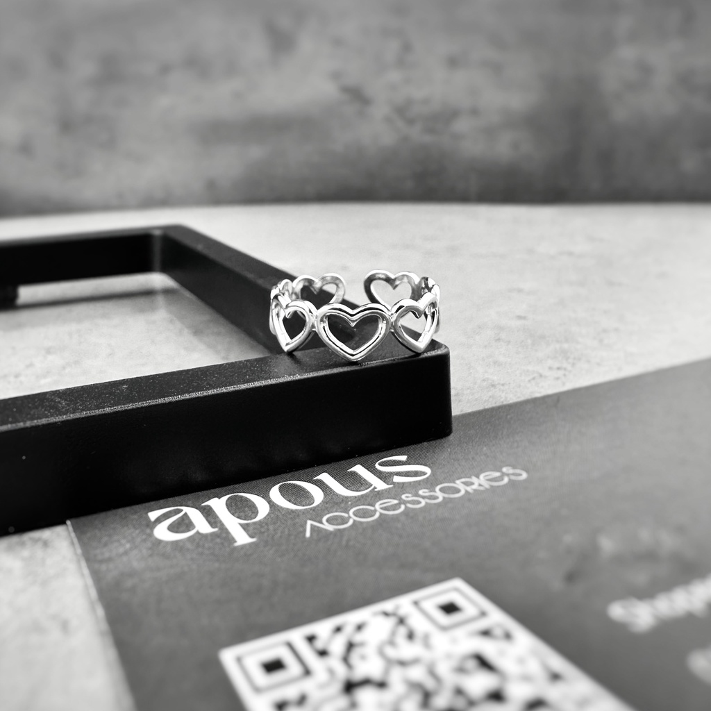 Nhẫn nam nữ Trái Tim Freesize N73 - Thép Titan - Phụ kiện trang sức Unisex Apous