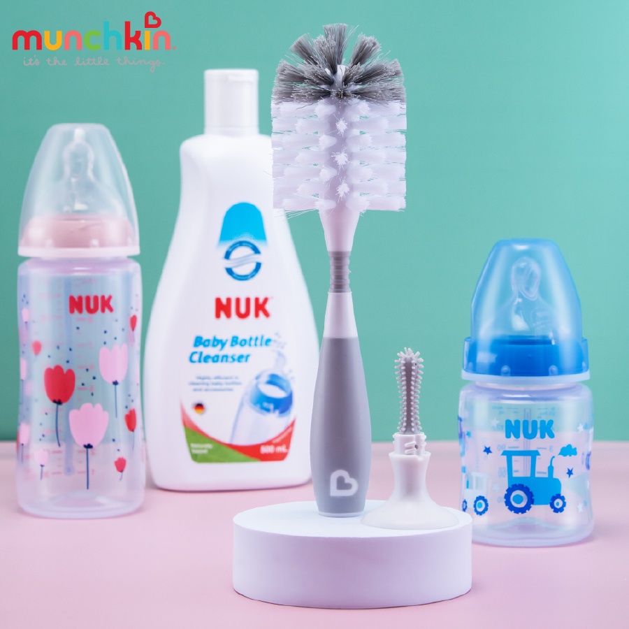 Cọ bình sữa Munchkin Deluxe có kèm cọ núm ti