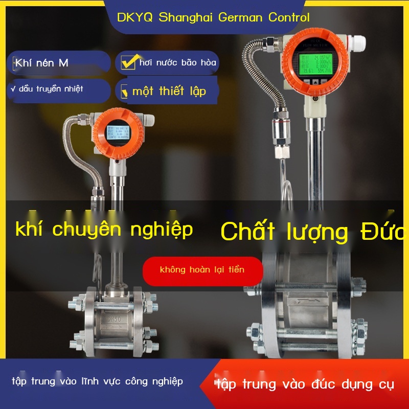 Lưu lượng kế xoáy hơi nước khí nén dẫn nhiệt dầu chịu độ cao điện tử màn hình hiển thị kỹ thuật số đồng hồ đo thép không