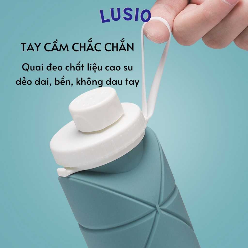 Bình Nước Silicon Gấp Gọn Tiện Lợi,Bình Nước Tập Gym, Thế Thao, Dã Ngoại 600ml Không BPA An Toàn Cho Sức Khỏe