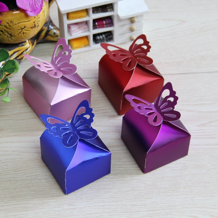 Hộp Quà Trang Trí Tiệc Sang Trọng, Quà Cảm Ơn Tiệc Cưới Phong Cách Châu Âu, Đựng Bánh Kẹo Cánh Bướm Size S 6*6*6.5