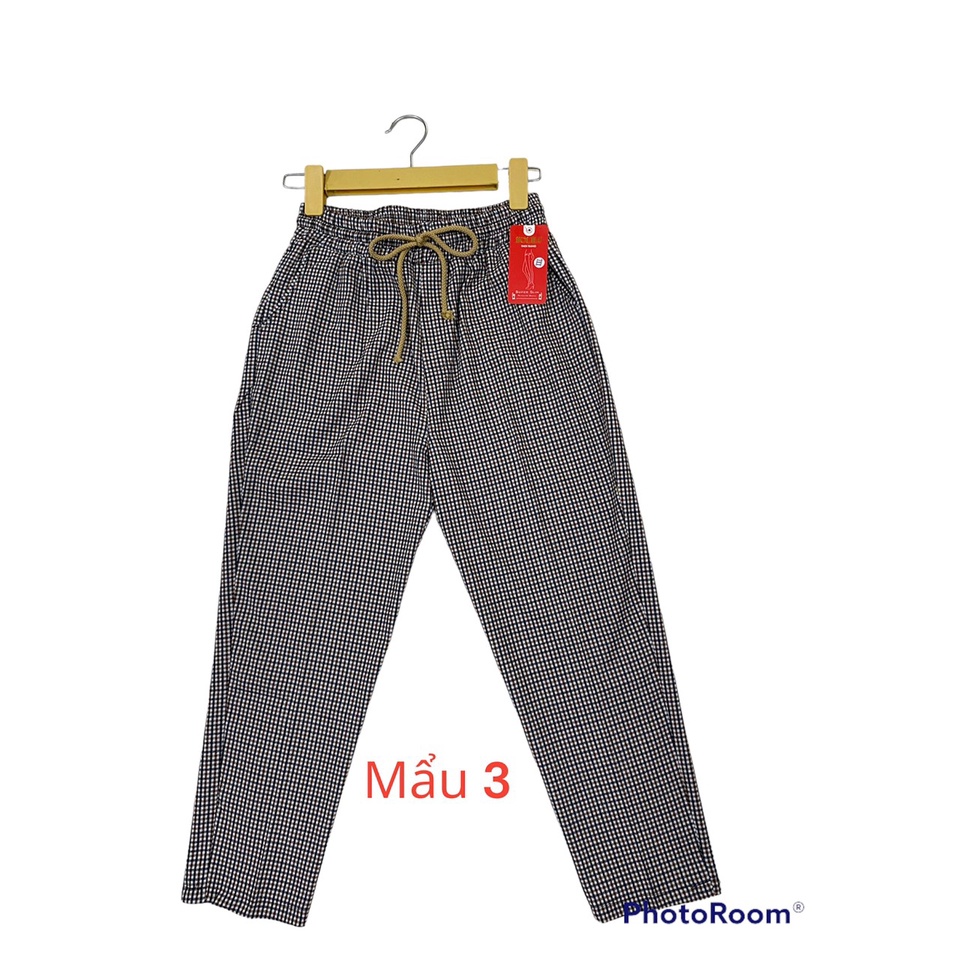 Quần  kaki caro baggy, co giãn nhẹ size 40-65kg