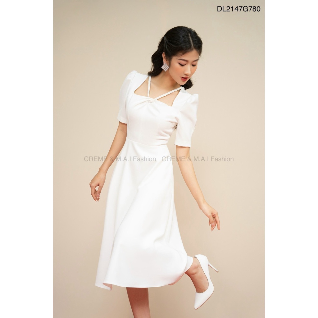Đầm Liên công sở thiết kế CREME dáng xòe tay bèo cao cấp D2433 | BigBuy360 - bigbuy360.vn