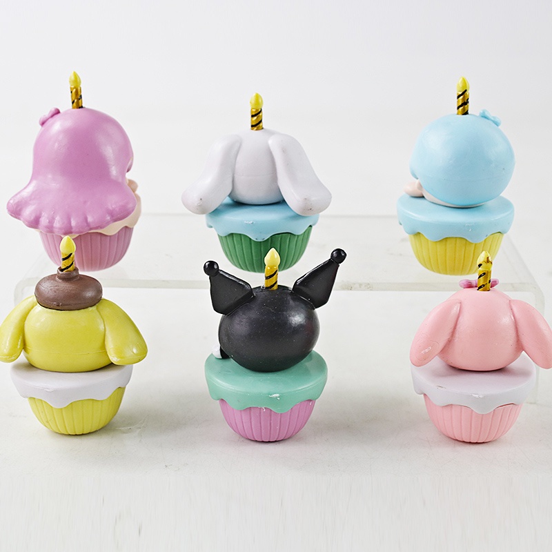 6 cái / bộ sanrio hello kitty my melody kuromi cinnamorol pochacco q phiên bản nhân vật hoạt hình trang trí bánh pvc hình hành động đồ chơi mô hình búp bê trẻ em quà tặng