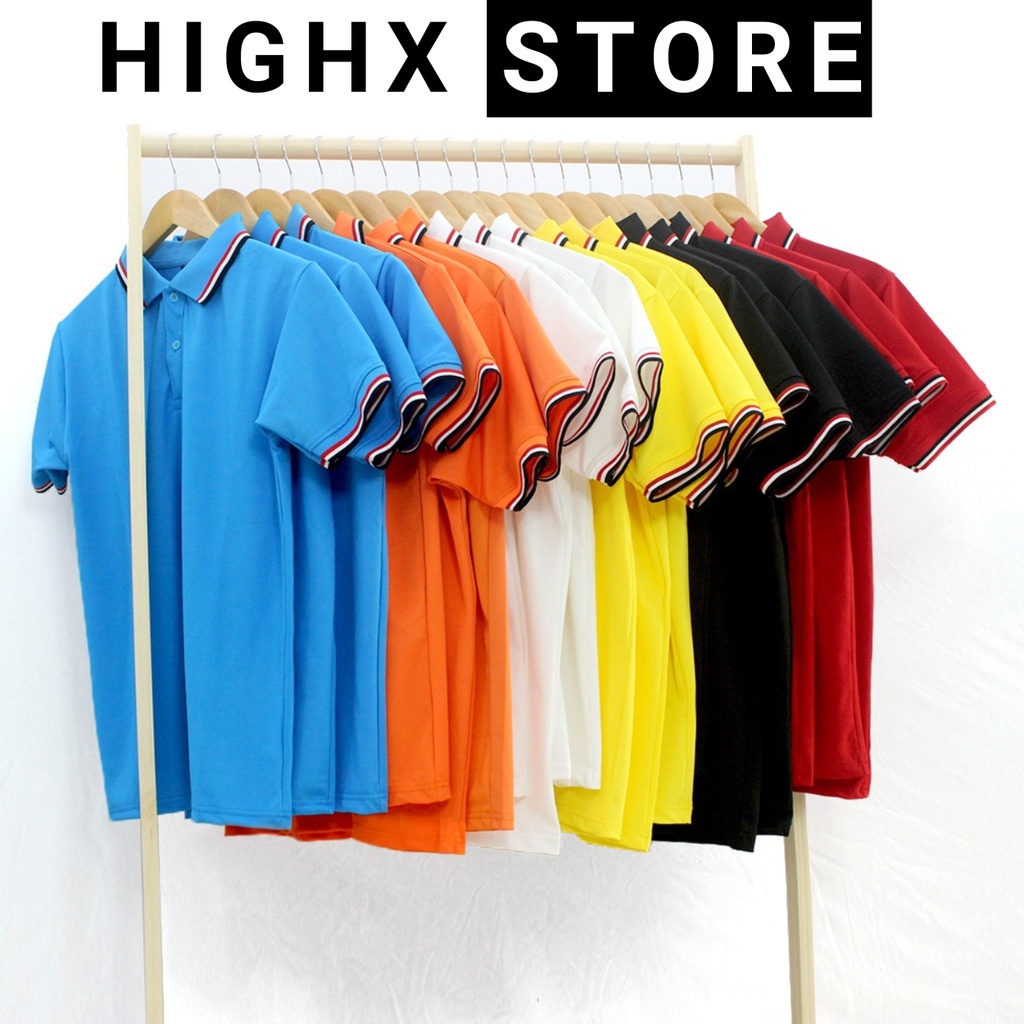 Áo thun Polo Nam nữ Trơn phối tay 3 kẻ sọc chất cá sấu cao cấp thoáng mát thấm hút mồ hôi nhiều màu