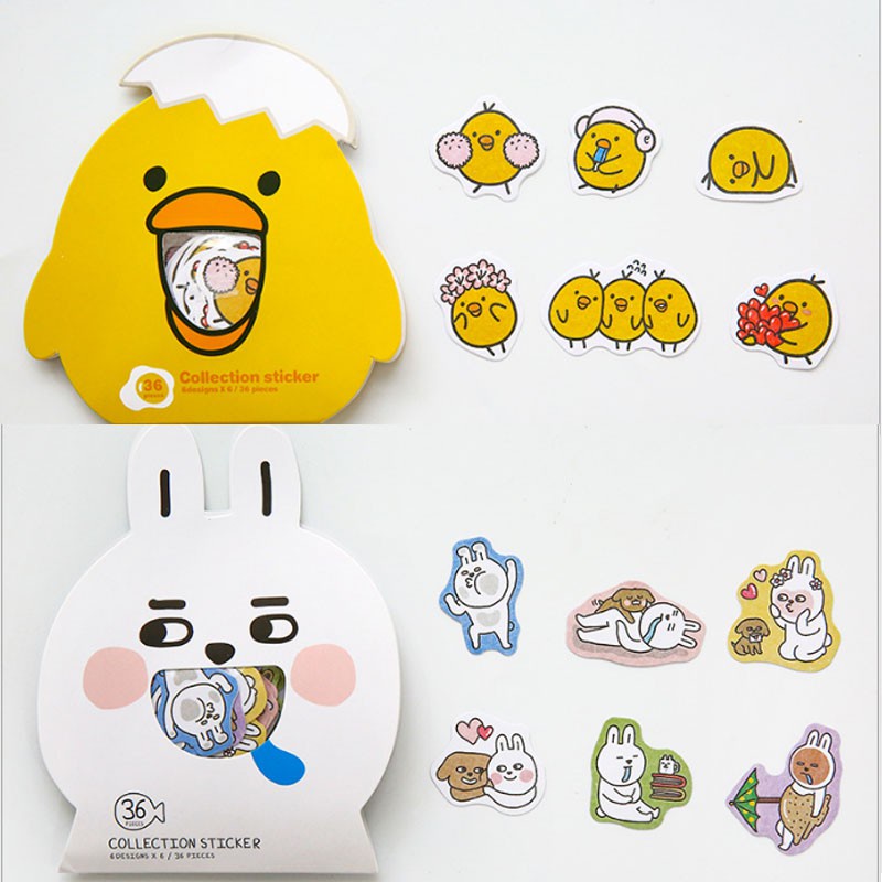 Sticker, hình dán con thú bộ nhiều miếng dễ thương